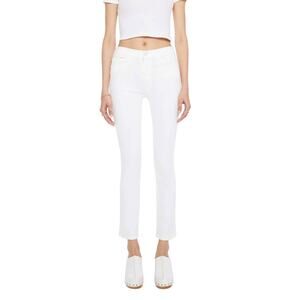MOTHER Mid Rise Dazzler Ankle Fray Jeans in Fairest/White size 27